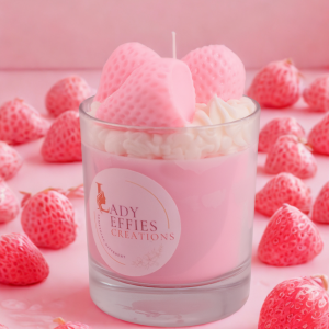 Strawberries & Whipped Cream Scented Candle | Glass Jar
